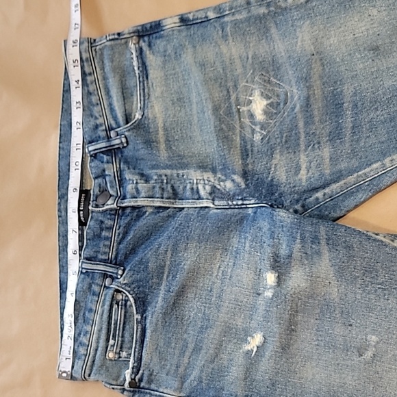 John Elliott Size 30 Distressed / Repaired / Splattered Denim Blue Jeans - Picture 2 of 13